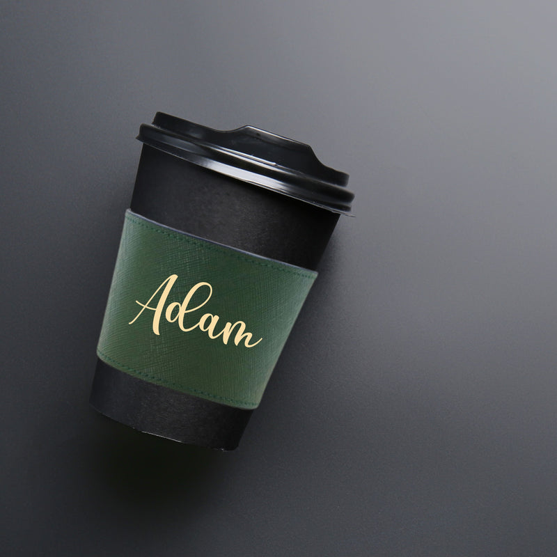 Personalised Leather Cup Sleeve