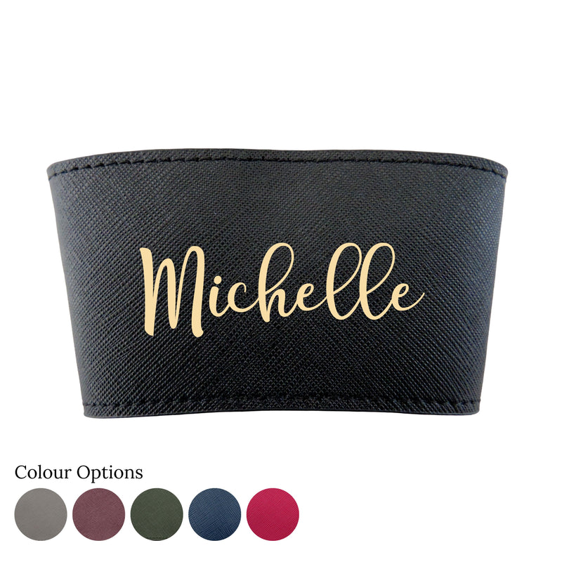 Personalised Leather Cup Sleeve